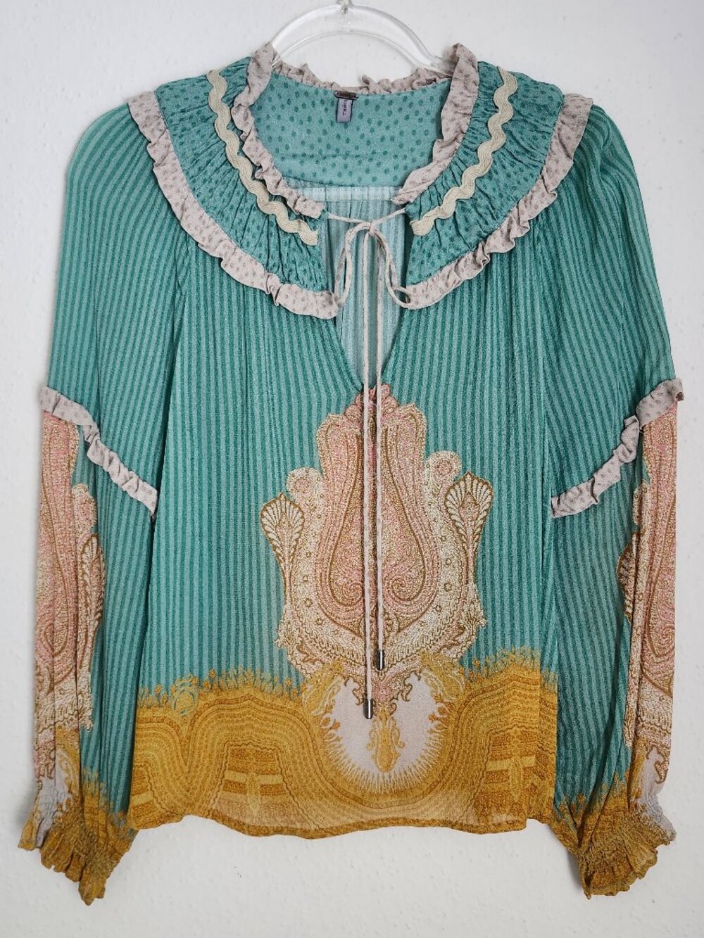 Anthropologie x Bl^nk London Bohemian Mixed Print Peasant Blouse XS